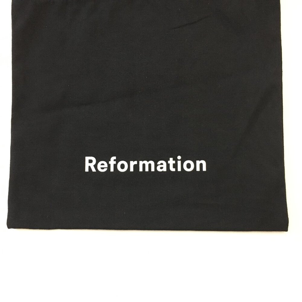 Reformation Shopper Eco Bag Flat Squared Black Cotton Double Handle - Picture 2 of 9